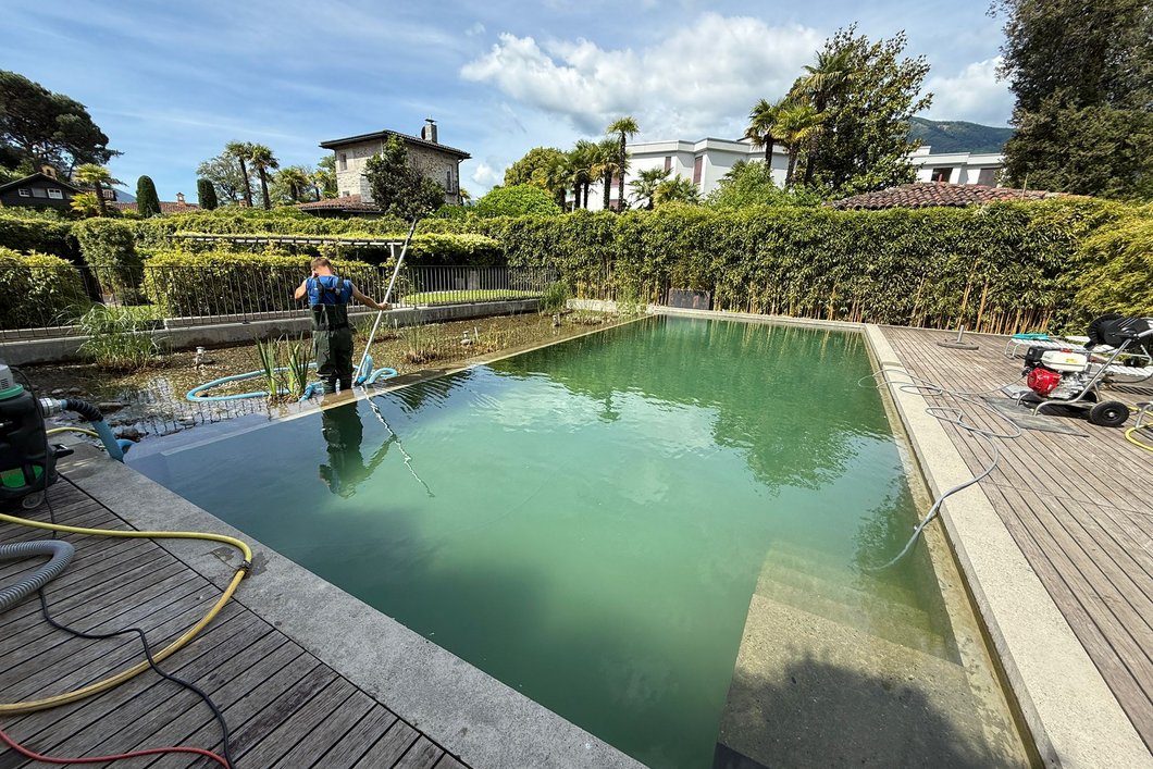 Reinigung eines Schwimmteiches